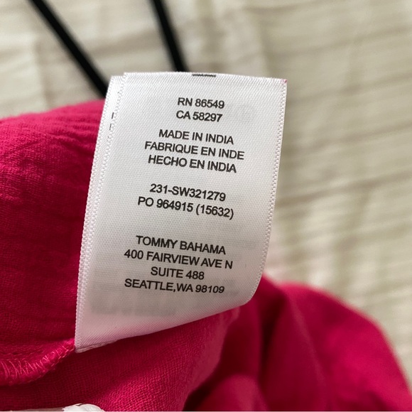 Tommy Bahama Coral Isle Cotton Gauze Island Soft V-Neck Shirt Pink Size Medium - Picture 10 of 11